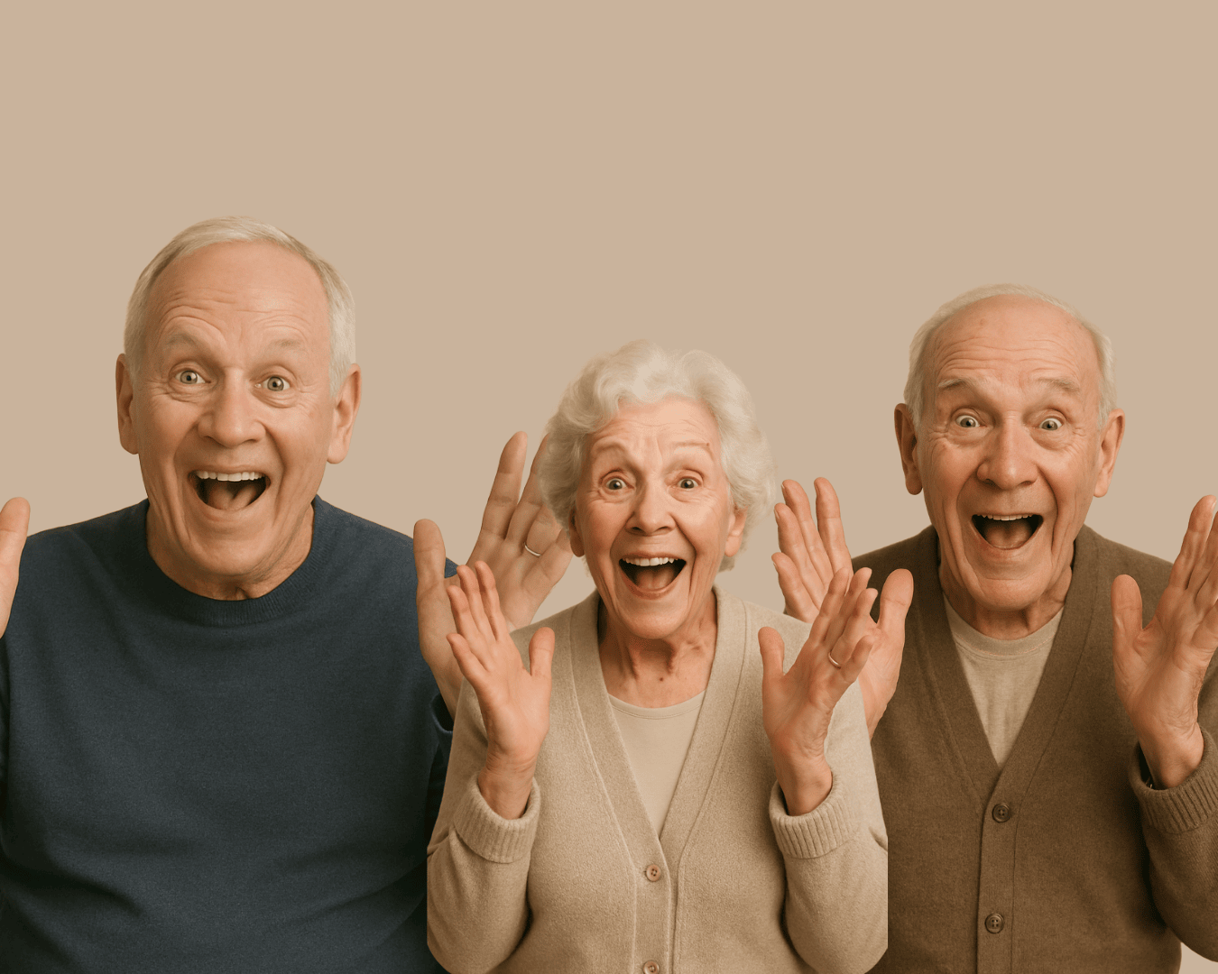 l'immagine rappresenta tre signori felici